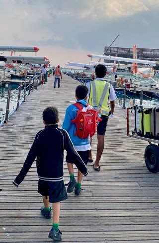 being led to seaplane